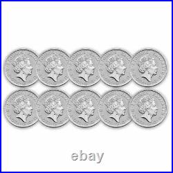 2021 Great Britain 1 oz Silver Britannia BU (Lot of 10 Coins)