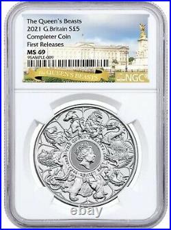 2021 Great Britain 2 oz Silver Queen's Beasts Completer £5 Coin NGC MS69 FR