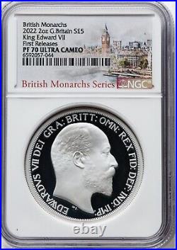 2022 2oz silver PF70 Great Britain King Edward VII First Release British Monarch