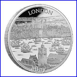 2022 £5 Great Britain City Views London 2 oz Silver Proof Box/COA 1500 Minted