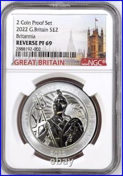 2022 Great Britain 1 oz Silver Britannia REVERSE PROOF S£2 I RP69 QEII effigy