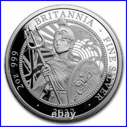 2022 Great Britain Britannia 2oz Silver Proof Coin Box Coa