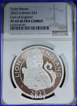 2022 Tudor Beast Silver Lion of England 1 oz £2 NGC PF69 Proof Great Britain