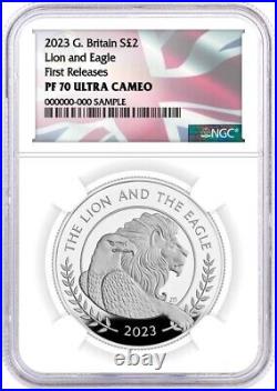 2023 Great Britain Lion Eagle 1 Oz Silver Proof NGC PF70 1st Release Brit Label