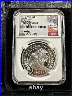 2023 Great Britain Lion & Eagle 1 Oz Silver Proof NGC PF70 Signed John Mercanti