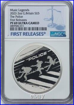 2023 UK Music Legends THE POLICE £5 2 Oz Great Britain SILVER Proof, NGC PF69 UC