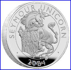 2024 2 Oz Silver £5 Great Britain Tudor Beasts SEYMOUR UNICORN Proof Coin