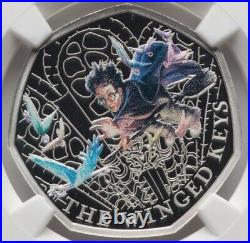 2024 Harry Potter The Winged Keys, Great Britain SILVER Colorized Coin, NGC PF70