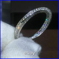 2.00 Ct Round Diamond Full Eternity Band Beautiful Wedding Ring Sterling Silver