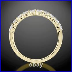 2.00 Ct VVS1/D Round Diamond Shared Prong Eternity Bend Yellow Silver New Ring