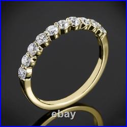 2.00 Ct VVS1/D Round Diamond Shared Prong Eternity Bend Yellow Silver New Ring