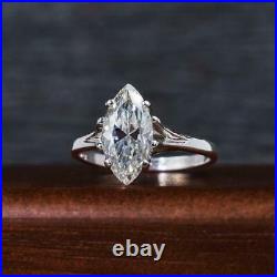 2.00 ct Marquise Diamond Engagement Ring Sterling Silver VVS1/D