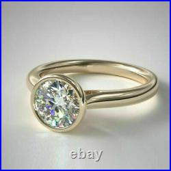 2.00 ct Round Diamond Solitaire Yellow Silver Engagement Wedding Ring VVS1/D