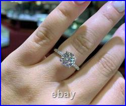 2.10 ct Round Cut Diamond Classic Sterling Silver Engagement Promise Ring VVS1/D