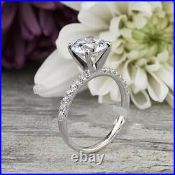 2.25 ct Round Diamond Engagement Ring Sterling Silver VVS1/D