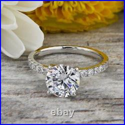 2.25 ct Round Diamond Engagement Ring Sterling Silver VVS1/D