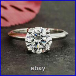 2.50 Ct VVS1 D Round Brilliant Cut Diamond Engagement Ring Sterling Silver Jewel