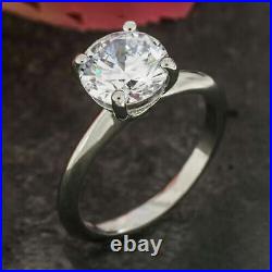 2.50 Ct VVS1 D Round Brilliant Cut Diamond Engagement Ring Sterling Silver Jewel