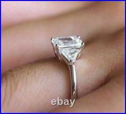 2.50 ct Emerald Cut Diamond Sterling Silver Wedding Ring VVS1/D Engagement Ring