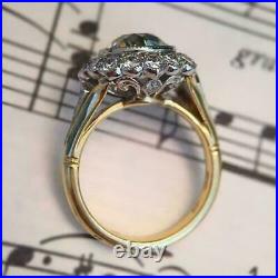 2.85 TCW Round Old European Cut Moissanite Art Deco Engagement Ring In Silver
