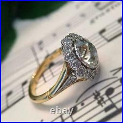 2.85 TCW Round Old European Cut Moissanite Art Deco Engagement Ring In Silver