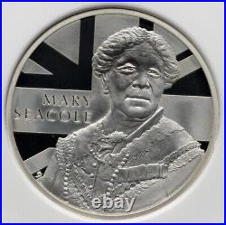 2 Oz NGC PF70 Mary Seacole Nurse 2023 Great Britain, Silver Piefort Nursing Coin