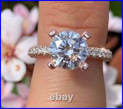 3D Rose Silver Diamond Setting with 8mm Round Silver Wedding Ring