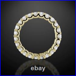 3.00Ct VVS1 Round Diamond U Prong Set Full Eternity Ring Yellow Sterling Silver