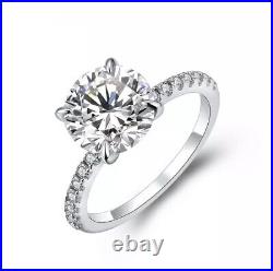 3ct Diamond Ring White Gold Solitaire Engagement Lab-Created VVS1/D/Excellent