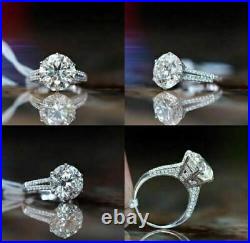4.70ct Round Cut Diamond Sterling Silver Engagement Ring VVS1/D
