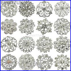 5-100 Silver Crystal Brooch Joblot Bridal Wedding Bouquet Wholesale Lot Diy Uk