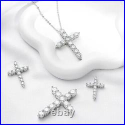 5ct Diamond Cross Religious Necklace & Gift Box Lab-Created VVS1/D/Excellent
