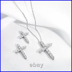 5ct Diamond Cross Religious Necklace & Gift Box Lab-Created VVS1/D/Excellent