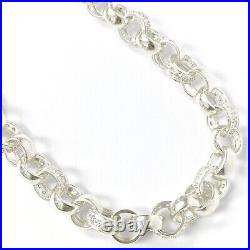 925 Silver Belcher Chain 28 Inch Sterling Solid Cubic Zirconia 124.5g 14.5mm