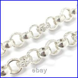 925 Silver Belcher Chain 28 Inch Sterling Solid Cubic Zirconia 124.5g 14.5mm