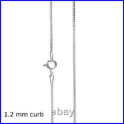 925 Sterling Silver Curb Necklace Chain in various lengths with a gift bag