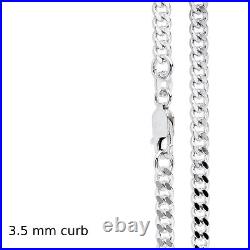925 Sterling Silver Curb Necklace Chain in various lengths with a gift bag