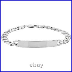 925 Sterling Silver Mens Personalised Gents Curb Identity Bracelet 8.5 17.40gr