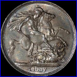 ANACS MS63 1887 Great Britain Queen Victoria Silver Crown toned