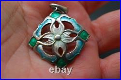 Art Nouveau silver enamel pendant for necklace Hallmarked 1910 Smith & Ewen