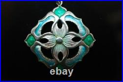 Art Nouveau silver enamel pendant for necklace Hallmarked 1910 Smith & Ewen