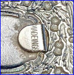 Beautiful ornate silver Flower Swirl Made in GB Great Britain belt buckle