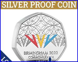 Birmingham Piedfort Silver 50p Commonwealth Games Full Colour Genuine