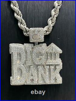 CZ BIG BANK 925 Sterling Silver ICE Men Icy Shine Shiny PENDANT Bling BRAND NEW