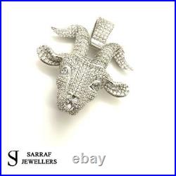 CZ GOAT HEAD 925 Sterling Silver ICE Men Icy Shine Shiny PENDANT Bling NEW