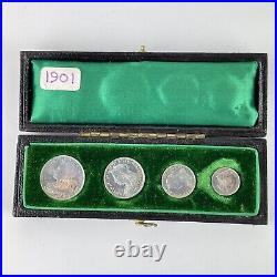 Cased Great Britain Queen Victoria 1901 Maundy Coin Set 1p 2p 3p & 4p Silver