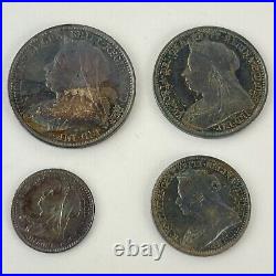 Cased Great Britain Queen Victoria 1901 Maundy Coin Set 1p 2p 3p & 4p Silver