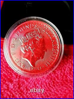 Coins / Britannia 1 oz Silver 2022 Great Britain with Red Color Motif