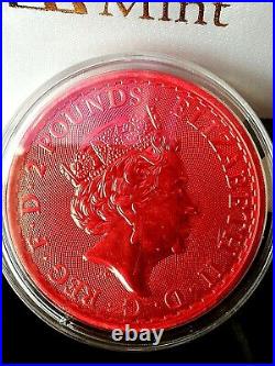 Coins / Britannia 1 oz Silver 2022 Great Britain with Red Color Motif