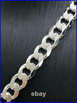 Curb Diamond Cut 925 Sterling Silver Mens HEAVY NECKLACE ALL SIZES Chain 9MM NEW